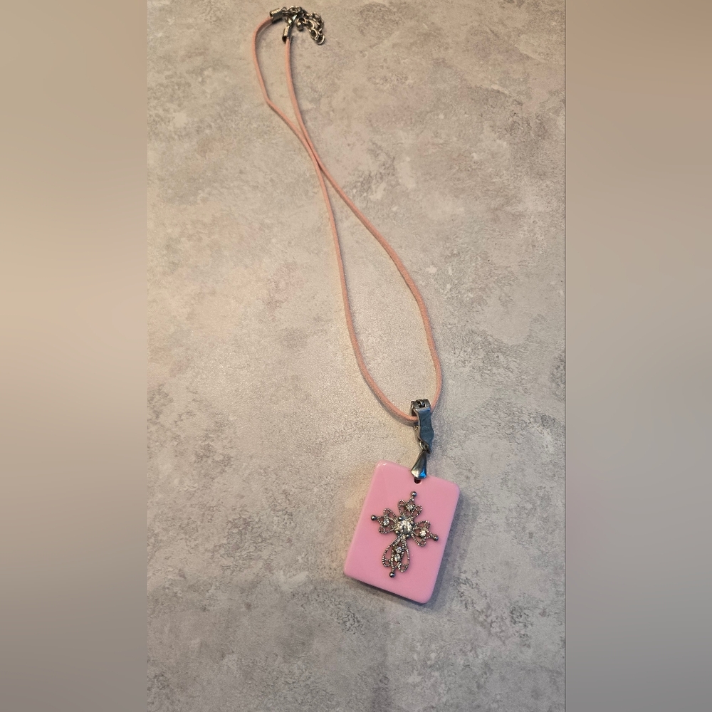 Beautiful Pink Cross Necklace.